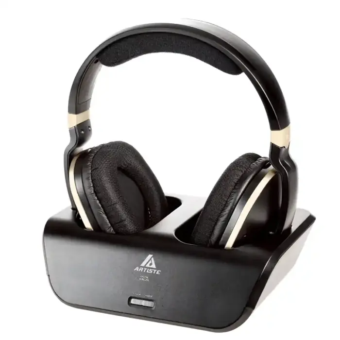 Artiste ADH300J 2.4GHz Wireless TV Headphones with Charging Dock