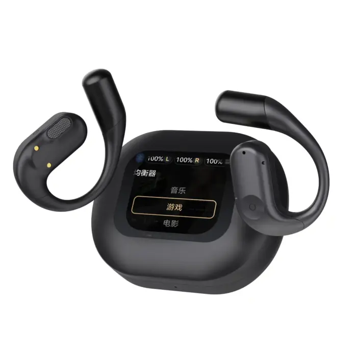 Open-Ear Earhook TWS Earbuds with LCD Smart Case & 3 EQ Modes