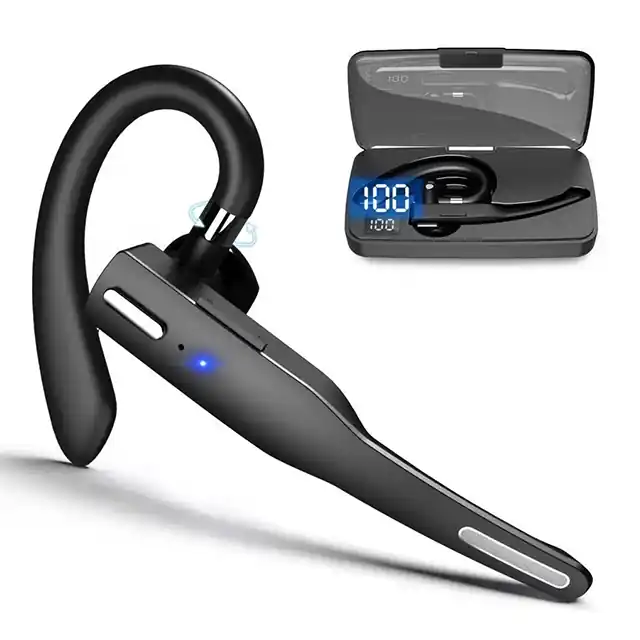Single-Ear Bluetooth Headset with LED Case, Mute & 10H Battery